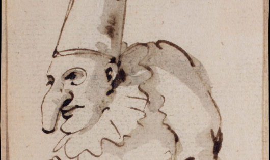 Giovanni battista tiepolo pulcinella with hump hat and stick