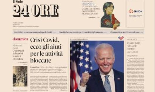 2020118 Il Sole24 Front Page